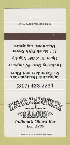 Matchbook Cover - Knickerbocker Saloon Bar Lafayette IN 30 Strike