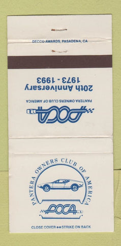Matchbook Cover - Pantera Owners Club of America Cars 1993 30 Strike