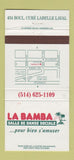 Matchbook Cover - La Bamba Salle De Danse Sociale Laval QC 30 Strike