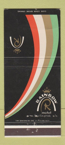 Matchbook Cover - Rainbow Motel Burlington WI 30 Strike
