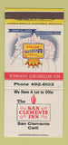 Matchbook Cover - San Clemente Inn CA Best Western 30 Strike