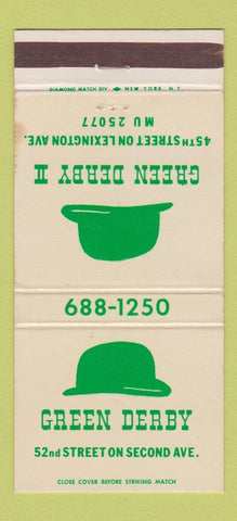 Matchbook Cover - Green Derby New York City 30 Strike