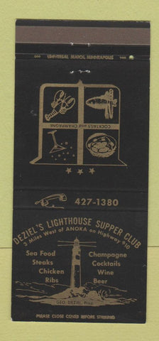 Matchbook Cover - Deziel's Lighthouse Supper Club Anoka MN 30 Strike