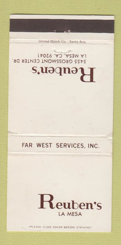 Matchbook Cover - Reuben's La Mesa CA WEAR 30 Strike