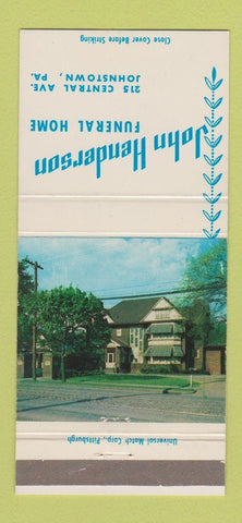Matchbook Cover - John Henderson Funeral Home Johnstown PA 30 Strike