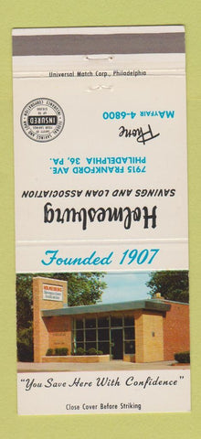 Matchbook Cover - Holmesburg Savings Loan Philadelphia PA 30 Strike