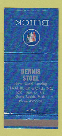 Matchbook Cover - Dennis Stoel Buick Opel Grand Rapids MI WEAR 30 Strike