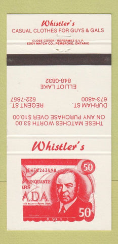 Matchbook Cover - Whistler's Clothes ON? Canada 30 Strike