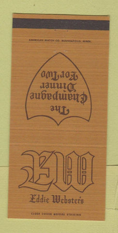 Matchbook Cover - Eddie Webster's Bloomington MN West Des Moines IA 30 Strike