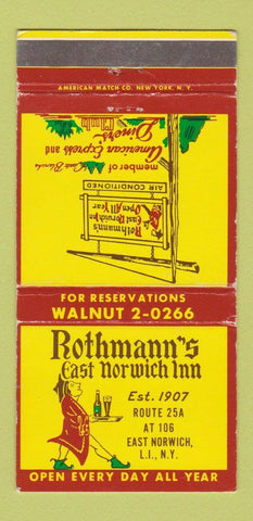 Matchbook Cover - Rothmann's East Norwich Inn LI NY WEAR 30 Strike