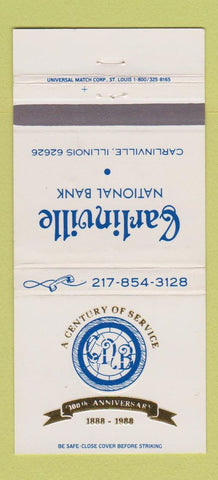 Matchbook Cover - Carlinville National Bank IL 1988 30 Strike