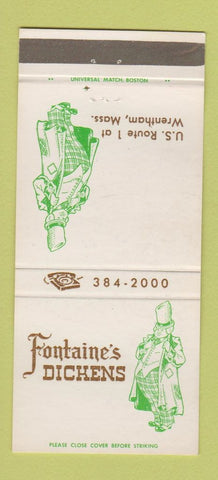 Matchbook Cover - Fontaine's Dickens Wrentham MA 30 Strike