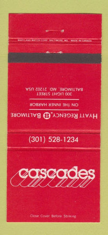 Matchbook Cover - Cascades Hyatt Regency Hotel Baltimore MD 30 Strike