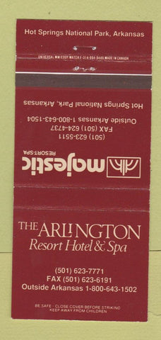 Matchbook Cover - Arlington Resort Hotel Hot Springs National Park AR 30 Strike