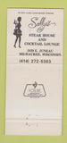 Matchbook Cover - Sally's Steak House Cocktail Lounge Milwaukee WI 30 Strike