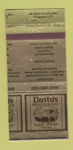 Matchbook Cover - Dusty's Greenwich CT Restaurant PRINTING ERROR 30 Strike