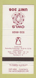 Matchbook Cover - Owls Unit 306 Club Toronto ON 30 Strike