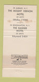 Matchbook Cover - Banner Motel Mount Vernon Albany Binghamton NY WORN 30 Strike