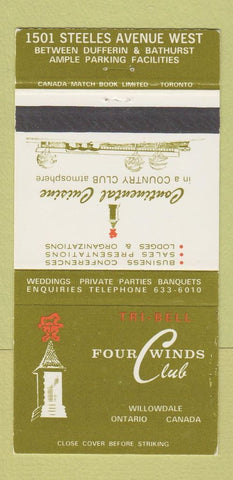 Matchbook Cover - Four Winds Club Willowdale ON WEAR 30 Strike