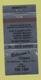 Matchbook Cover - Billeann's Flowers Baker LA WEAR 30 Strike