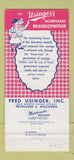 Matchbook Cover - Usinger's Meats Milwaukee WI Braunschweiger WEAR 30 Strike
