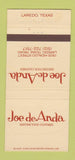 Matchbook Cover - Joe de Anda Clothes Laredo TX 30 Strike