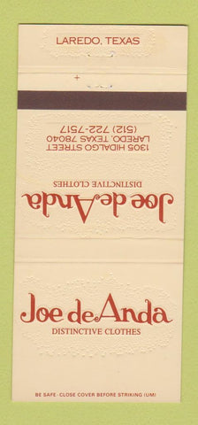 Matchbook Cover - Joe de Anda Clothes Laredo TX 30 Strike