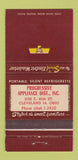 Matchbook Cover - Progressive Appliance Cleveland OH Servel 30 Strike