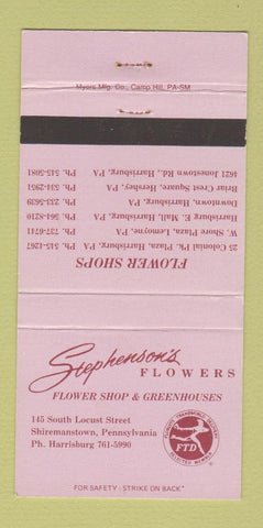 Matchbook Cover - Stephenson's Flowers Shiremanstown PA 30 Strike