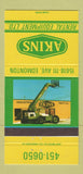 Matchbook Cover - Akins Rental Equipment Edmonton AB 30 Strike