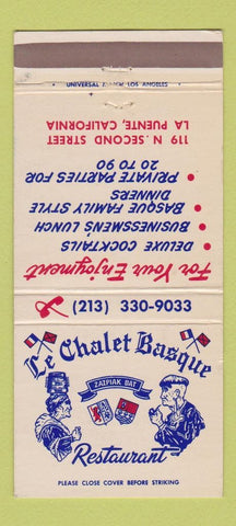 Matchbook Cover - Le Chalet Basque Restaurant La Puente CA 30 Strike