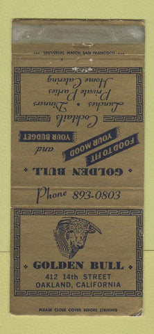 Matchbook Cover - Golden Bull Oakland CA restaurant WEAR 30 Strike