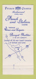 Matchbook Cover - Prince Grotto Restaurant French Lowell MA 30 Strike