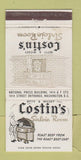 Matchbook Cover - Costin's Sirloin Room Washington DC  30 Strike