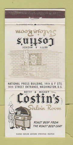Matchbook Cover - Costin's Sirloin Room Washington DC  30 Strike