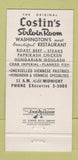 Matchbook Cover - Costin's Sirloin Room Washington DC  30 Strike