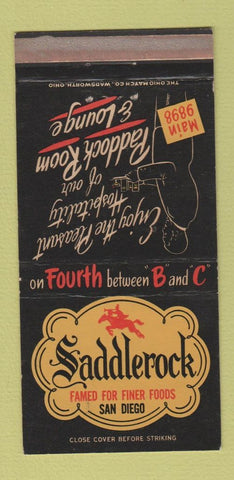 Matchbook Cover - Saddlerock Restaurant San Diego CA 30 Strike