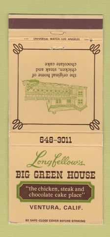 Matchbook Cover - Longfellow's Big Green House Ventura CA 30 Strike