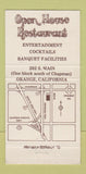 Matchbook Cover - Open House Restaurant  Orange CA 30 Strike