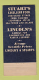Matchbook Cover - Staurt's Chicago IL Lincoln's Abraham 30 Strike