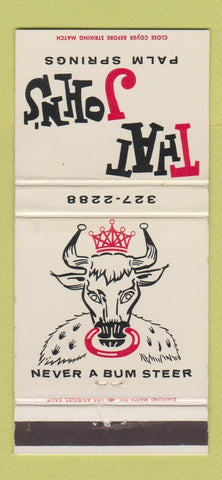Matchbook Cover - That John's Restaurant Palm Springs 30 Strike