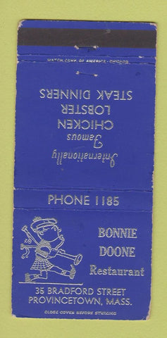 Matchbook Cover - Bonnie Doone Restaurant Provincetown MA WEAR 30 Strike