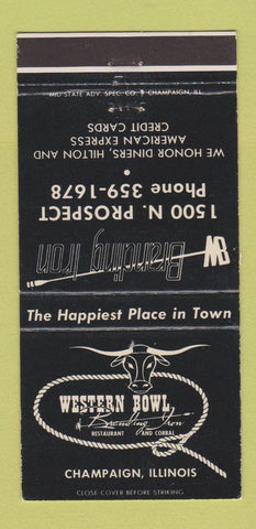 Matchbook Cover - Western Bowling Champaign IL Branding Iron 30 Strike