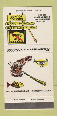 Matchbook Cover - Sir Steak Restaurant Daytona Beach FL 30 Strike