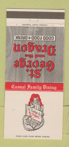 Matchbook Cover - St George and the Dragon Palatine Niles Chicago IL 30 Strike