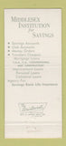 Matchbook Cover - Middlesex Savings Acton Concord MA 30 Strike