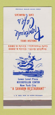 Matchbook Cover Promenade Cafe French Rockefeller Center New York City 30 Strike