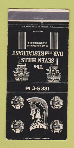 Matchbook Cover - Seven Hills Restaurant Bloomfield NJ WEAR 30 Strike