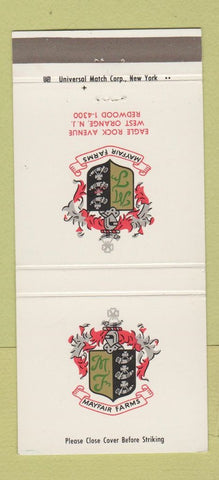 Matchbook Cover - Mayfair Farms West Orange NJ 30 Strike