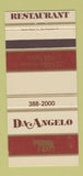 Matchbook Cover - Da Angelo Restaurant Mill Valley CA 30 Strike